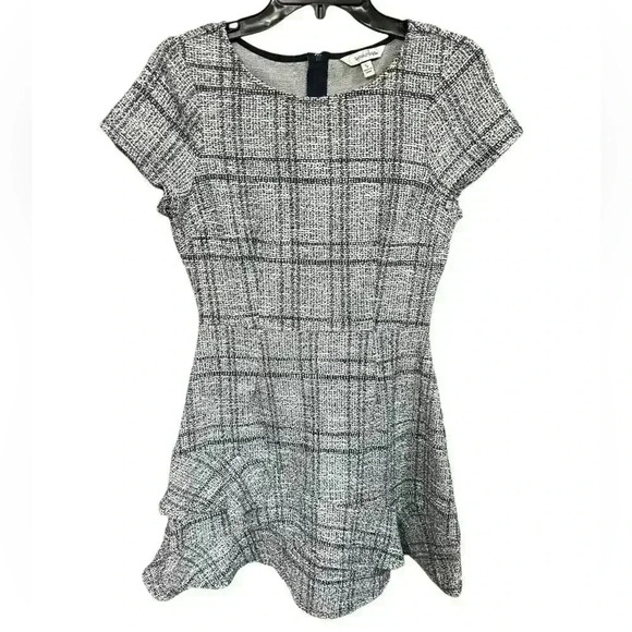Speechless Woven Dress Fit and Flare Womens Junior Medium Black White Teal Plaid - Picture 3 of 6